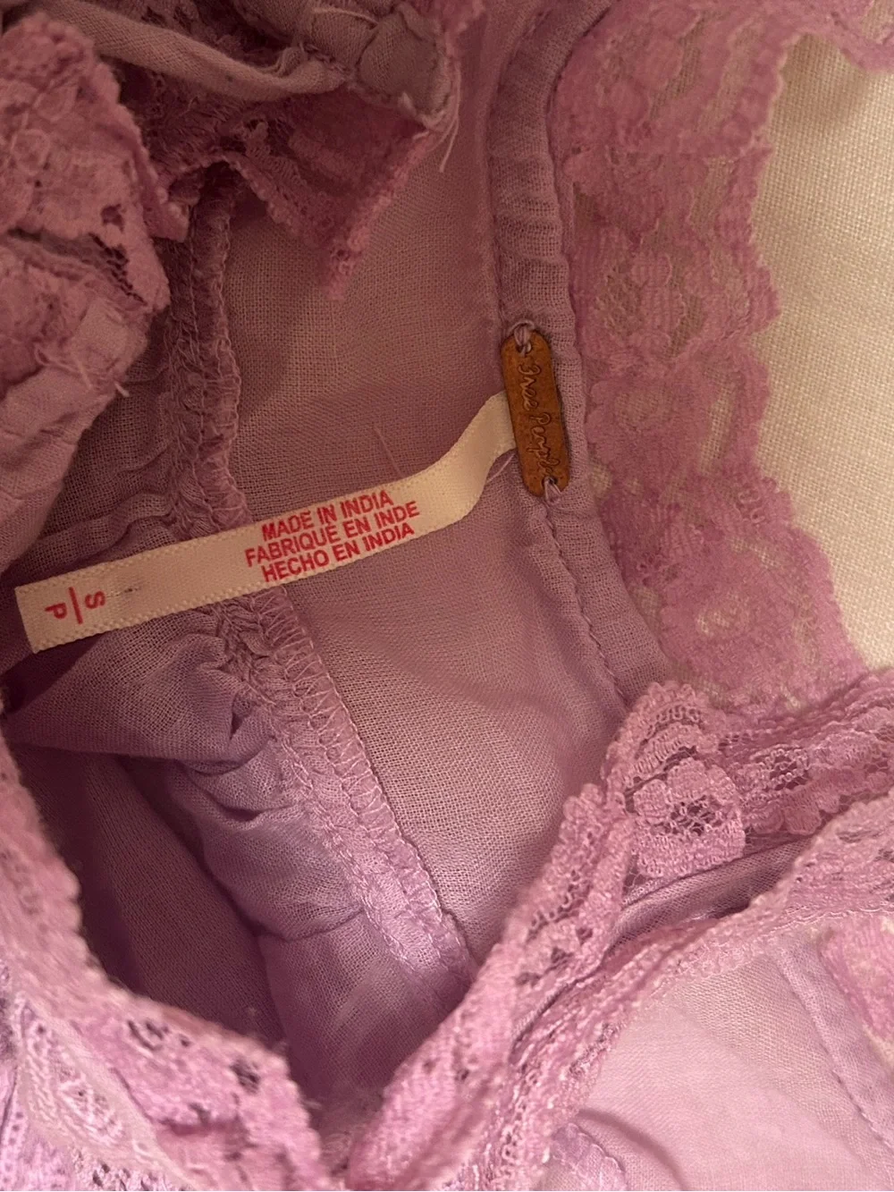 Free People Lavender Lace-Trim Button Front Chemise
